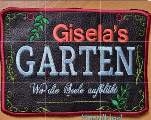ITH Stickdatei Türschilder Garten