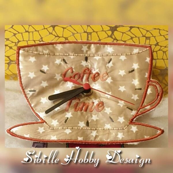 ITH Stickdatei Uhr Coffee-Time