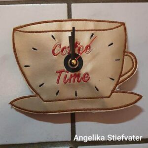 ITH Stickdatei Uhr Coffee-Time
