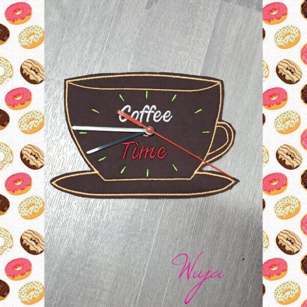 ITH Stickdatei Uhr Coffee-Time