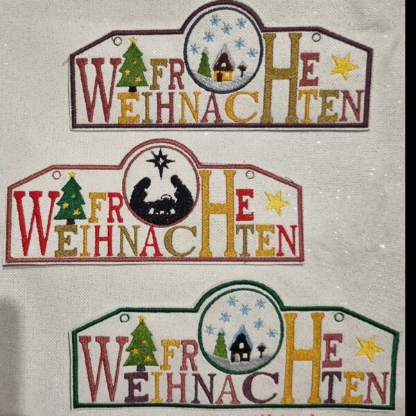 ITH Stickdatei Weihnachtsschilder