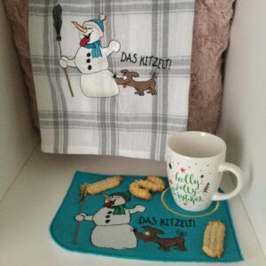 Stickdatei Schneemann mit Hund