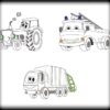 Stickdatei Feuerwehr Traktor Müllauto Set