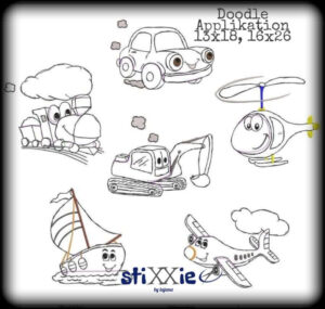 Stickdatei Jungs Doodle Applikation Set