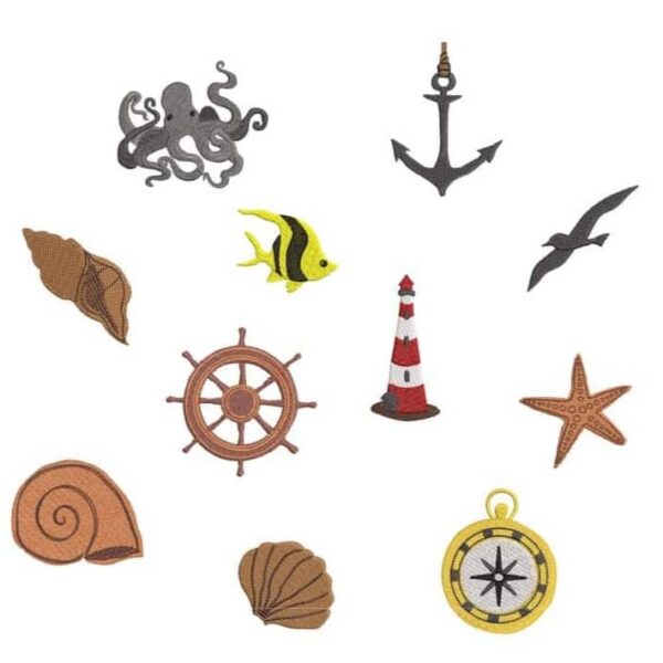 Stickdatei Nautical Solos im Vintagestyle Set – 23 Motive | stiXXie
