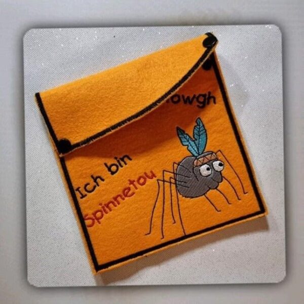 Stickdatei Spinne mit Spruch