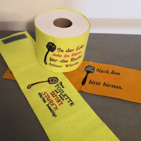 Stickdatei Sprüche für Klorollen-Verstecker