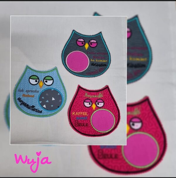 ITH Stickdatei Eule Set Tassenlounge / MugRug