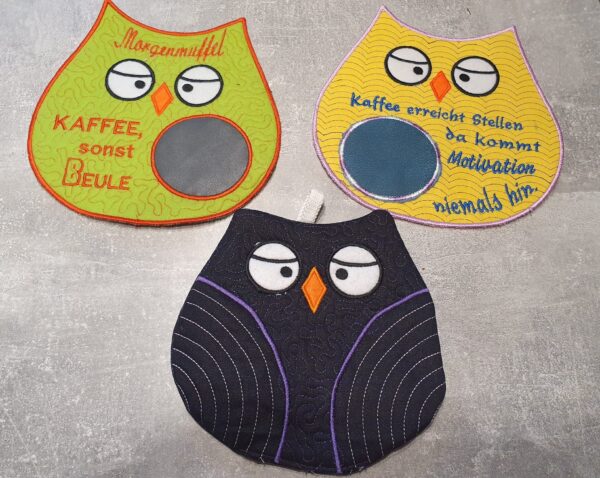 ITH Stickdatei Eule Set Tassenlounge / MugRug