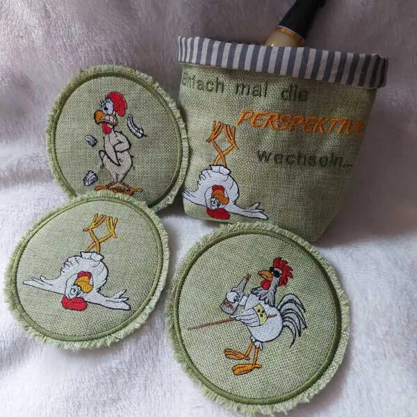 Stickdatei Verrückte Hühner – 3 witzige Designs