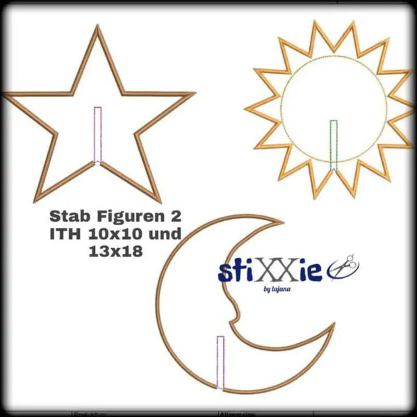 ITH Stickdatei Stabfiguren Sonne Mond Stern von stiXXie by lajana