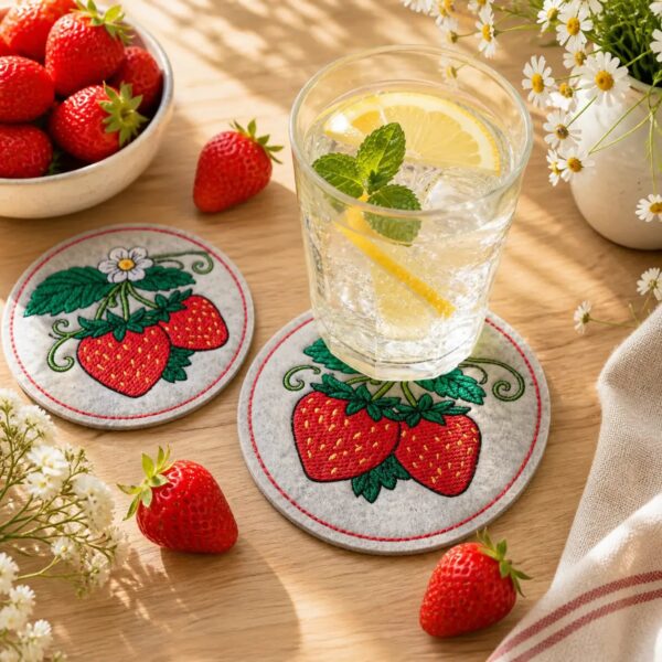 ith-stickdatei-untersetzer-erdbeere_2.jpg ITH Stickdatei Erdbeer-Untersetzer 🍓 – Runde Untersetzer & Teilapplikation in 3 Größen
