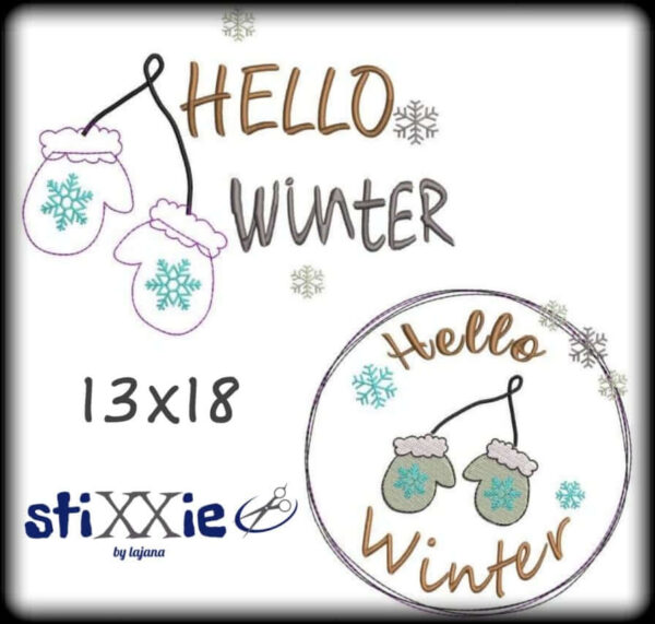 Stickdatei DoodleAppli Hello Winter von stiXXie by lajana